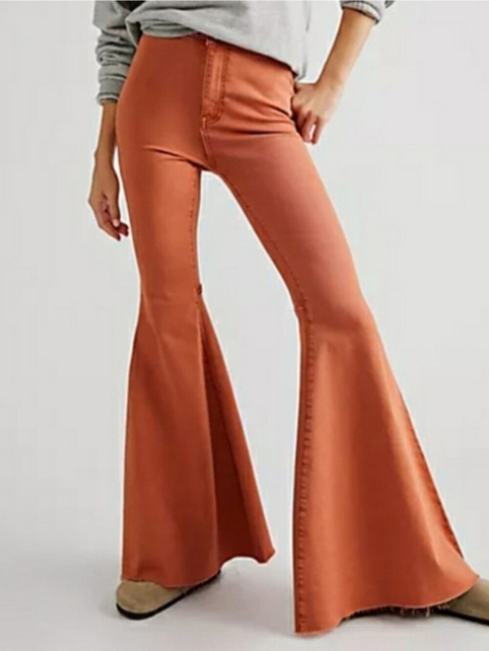 Free People Just Float On Flare Orange/Rust Jeans Size 26